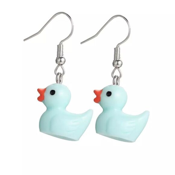 🆕Blue Duck Charm Dangle Earrings - Picture 1 of 5